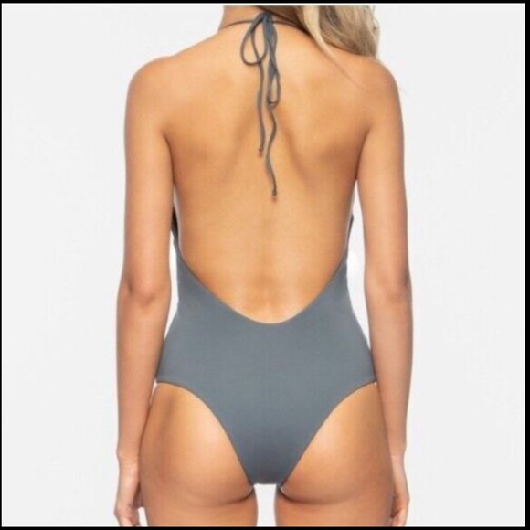 NEW Tavik [ XS ]‎ Chase Deep V-Neck One-Piece Swimsuit Turbulence Grey - Picture 11 of 11